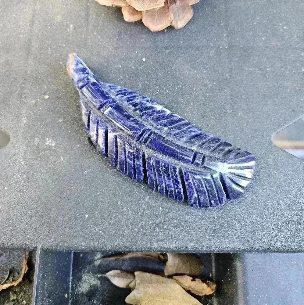 🔮 Sodalite Natural Crystal Feather Stone Carving Figure